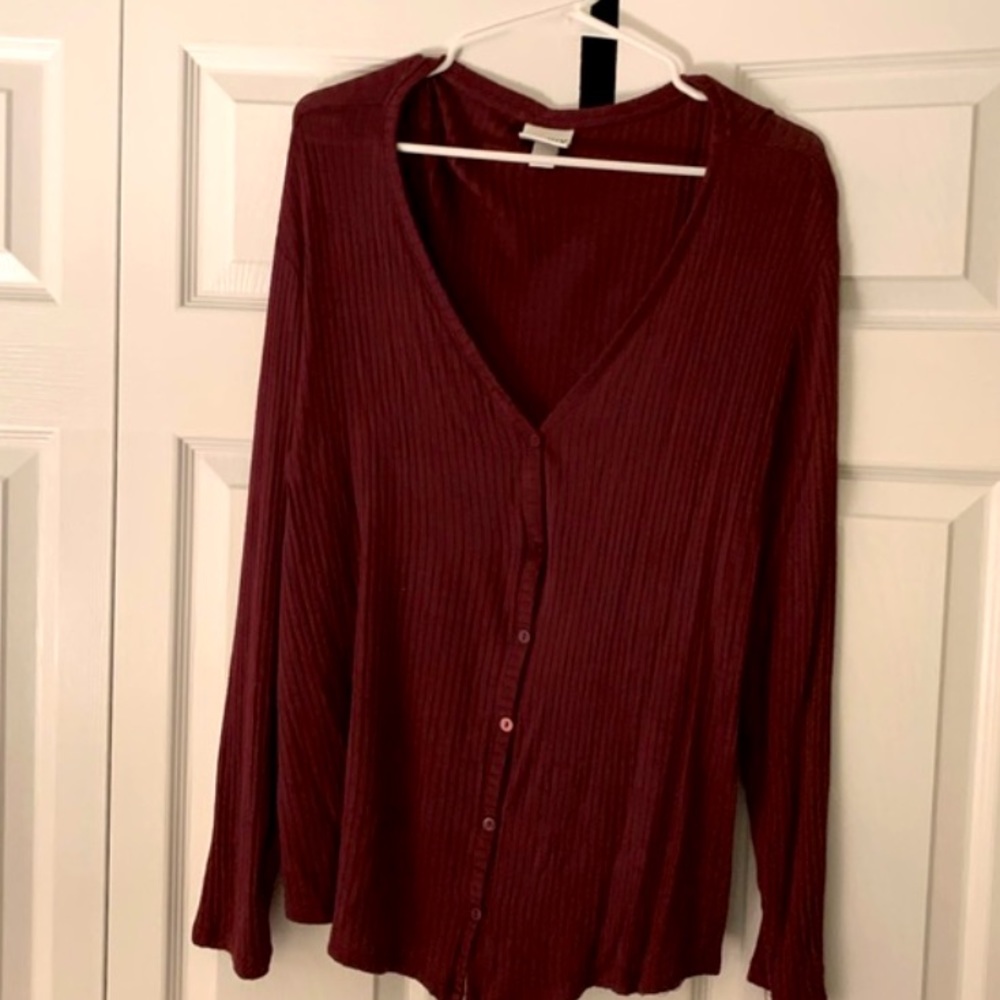 Ava Viv Button Up V-neck Sweater